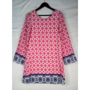 Unbranded Geometric Print Dress Women Small Pink Excellent Mod Tunic